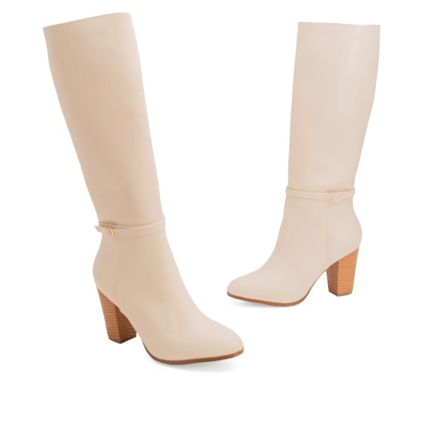 Andres Machado AM4209-15 High Heeled Boot Ivory  10cm Andres Machado AM4209-15 High Heeled Boot Ivory  10cm