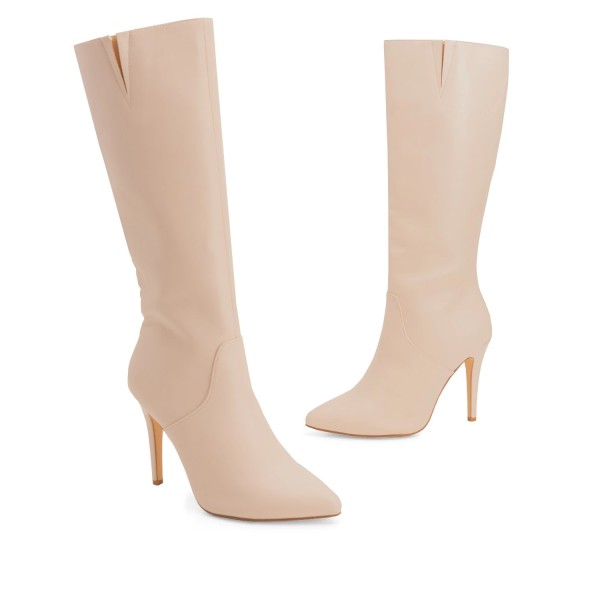 Andres Machado AM4211-13 High Heeled Boot Cream 11cm Andres Machado AM4211-13 High Heeled Boot Cream 11cm
