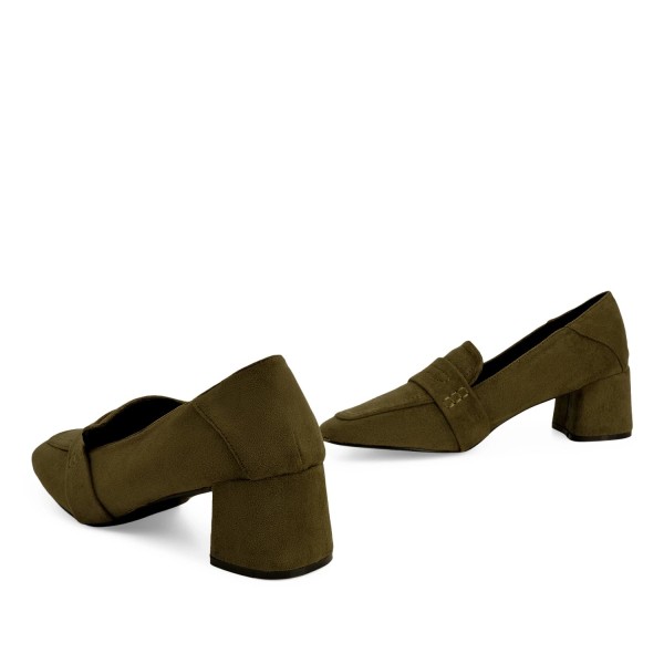 Andres Machado AM5591-19 Heeled Moccasin Khaki 6cm Andres Machado AM5591-19 Heeled Moccasin Khaki 6cm