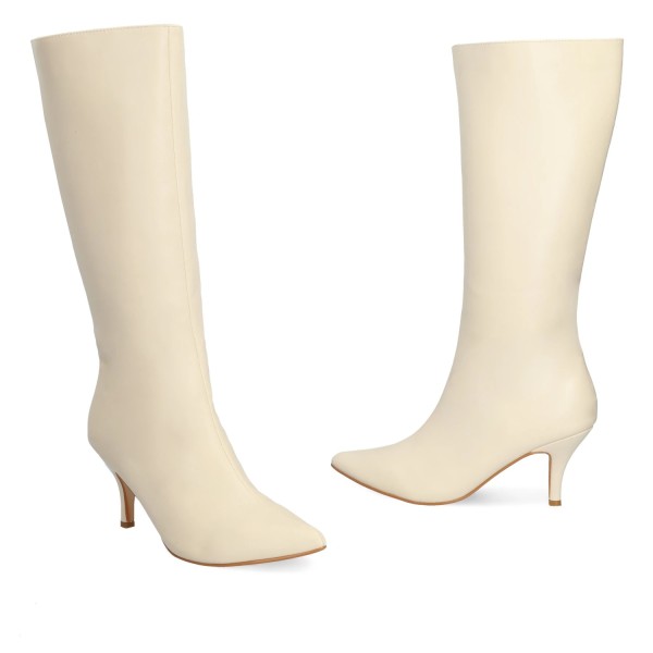Andres Machado AM4212-15 Heeled Boot Ivory 8cm Andres Machado AM4212-15 Heeled Boot Ivory 8cm