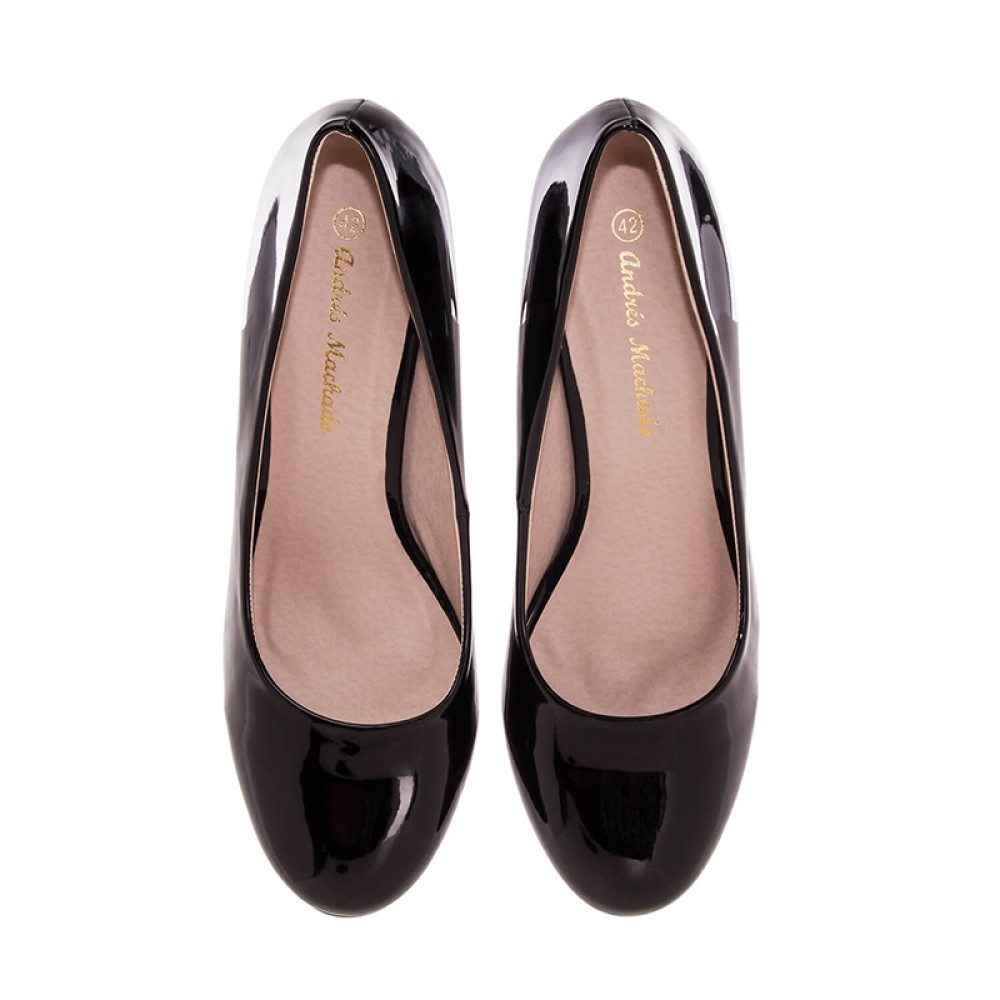 Andres Machado 422-01L Pump Black Patent 9.5cm Andres Machado 422-01L Pump Black Patent 9.5cm