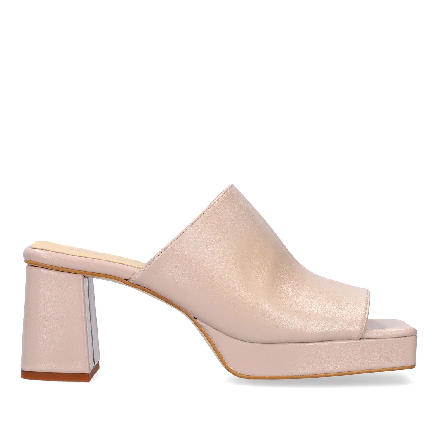 Andres Machado Adara-13 Δερμάτινο Mule Μπεζ Ροζ 8cm