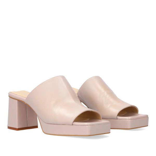 Andres Machado Adara-13 Leather Mule Beige Pink 8cm Andres Machado Adara-13 Leather Mule Beige Pink 8cm