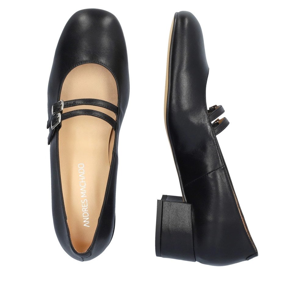 Andres Machado Alida-01 Leather Heel Black 4.5cm Andres Machado Alida-01 Leather Heel Black 4.5cm