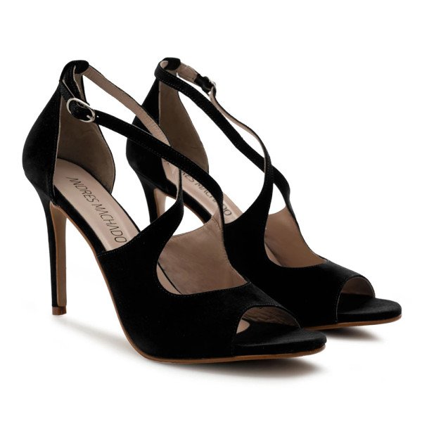 Andres Machado Carlota-01 Δερμάτινο Πέδιλο Μαύρο 11cm Andres Machado Carlota-01 Δερμάτινο Πέδιλο Μαύρο 11cm