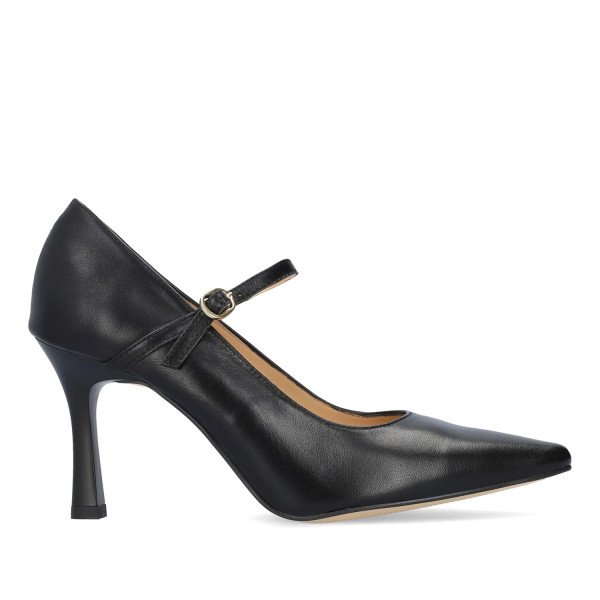 Andres Machado Carmela-01 Leather Heel Black 9.5cm Andres Machado Carmela-01 Leather Heel Black 9.5cm