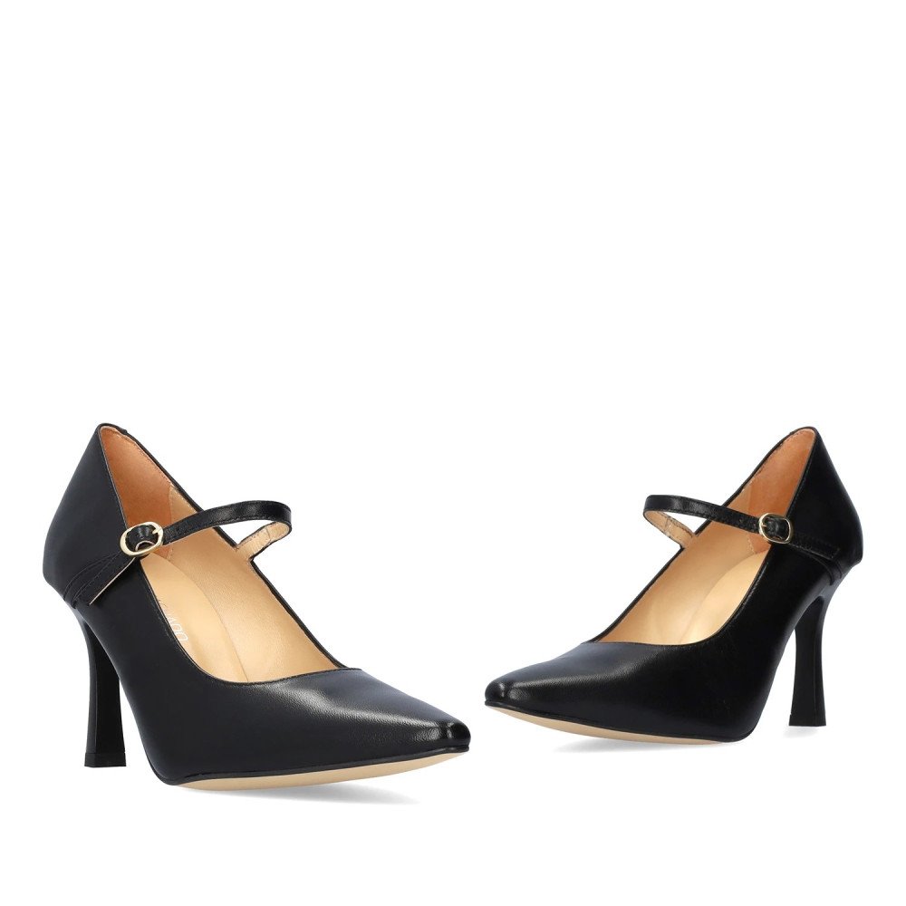 Andres Machado Carmela-01 Leather Heel Black 9.5cm Andres Machado Carmela-01 Leather Heel Black 9.5cm