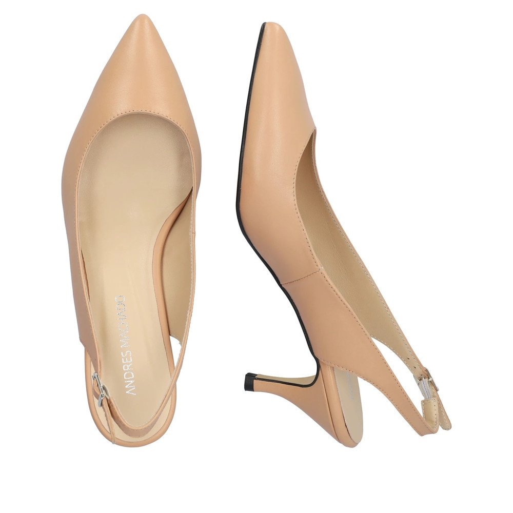 Andres Machado Elena-33 Beige Leather Natural 8cm Andres Machado Elena-33 Beige Leather Natural 8cm