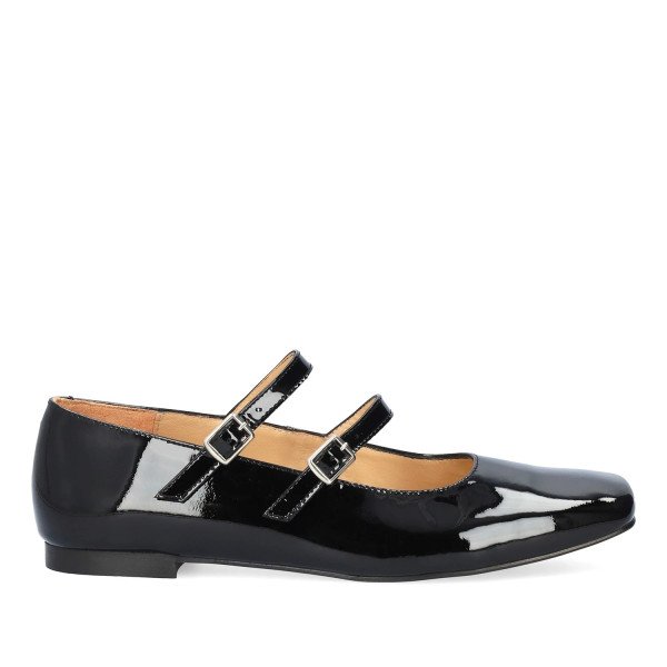 Andres Machado Ivette-01 Leather Ballerina Black 