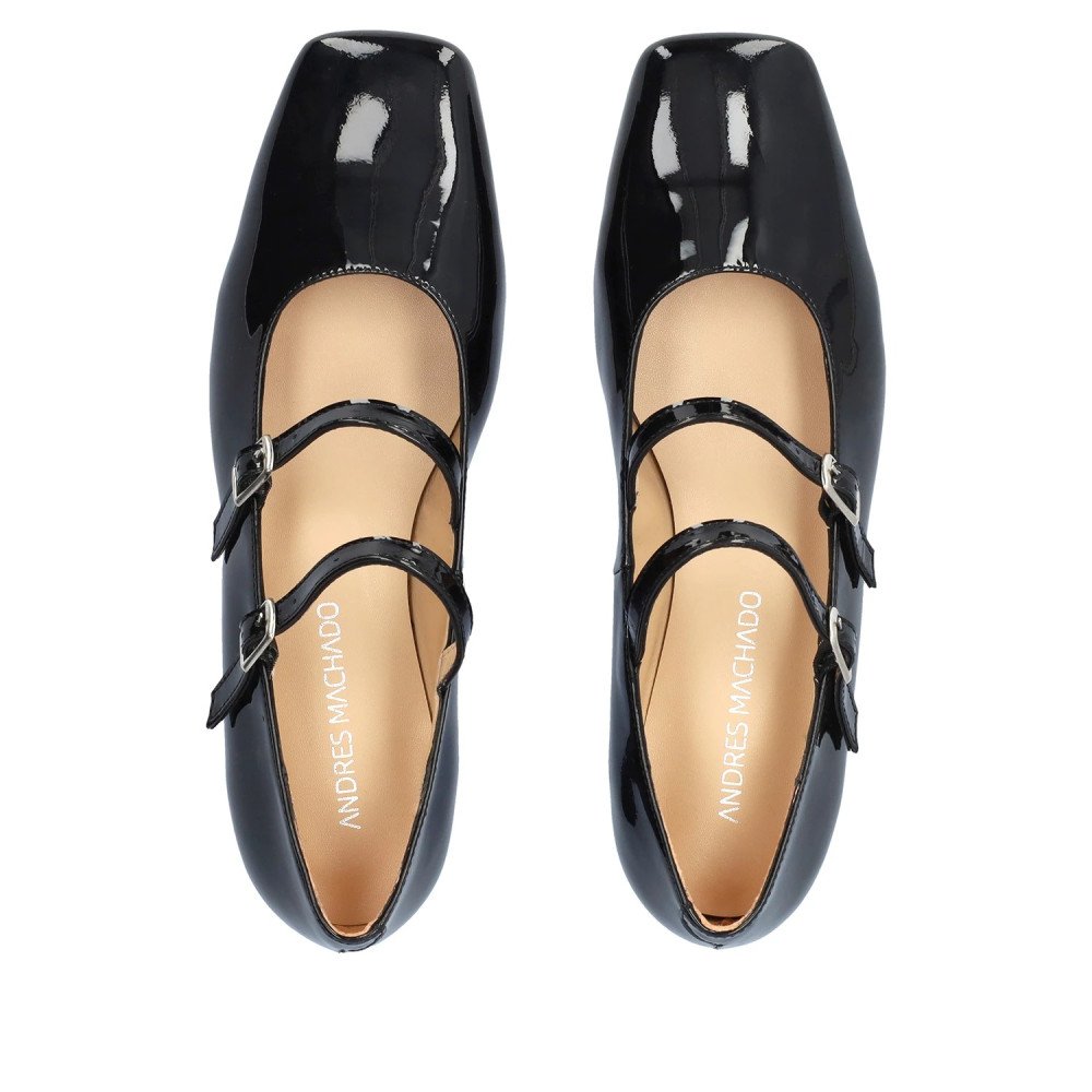 Andres Machado Ivette-01 Leather Ballerina Black Andres Machado Ivette-01 Leather Ballerina Black