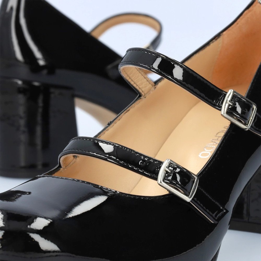 Andres Machado Julieta-01L Leather Heel Black 7cm Andres Machado Julieta-01L Leather Heel Black 7cm