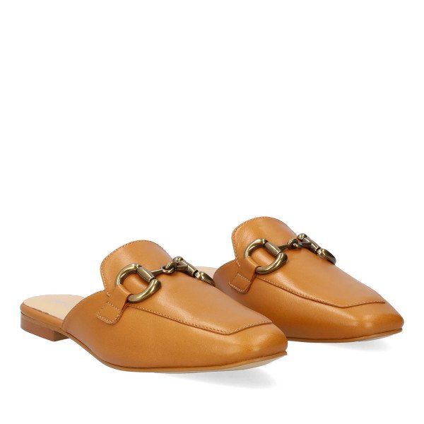 Andres Machado Vivian-32 Leather Mule Camel  Andres Machado Vivian-32 Leather Mule Camel
