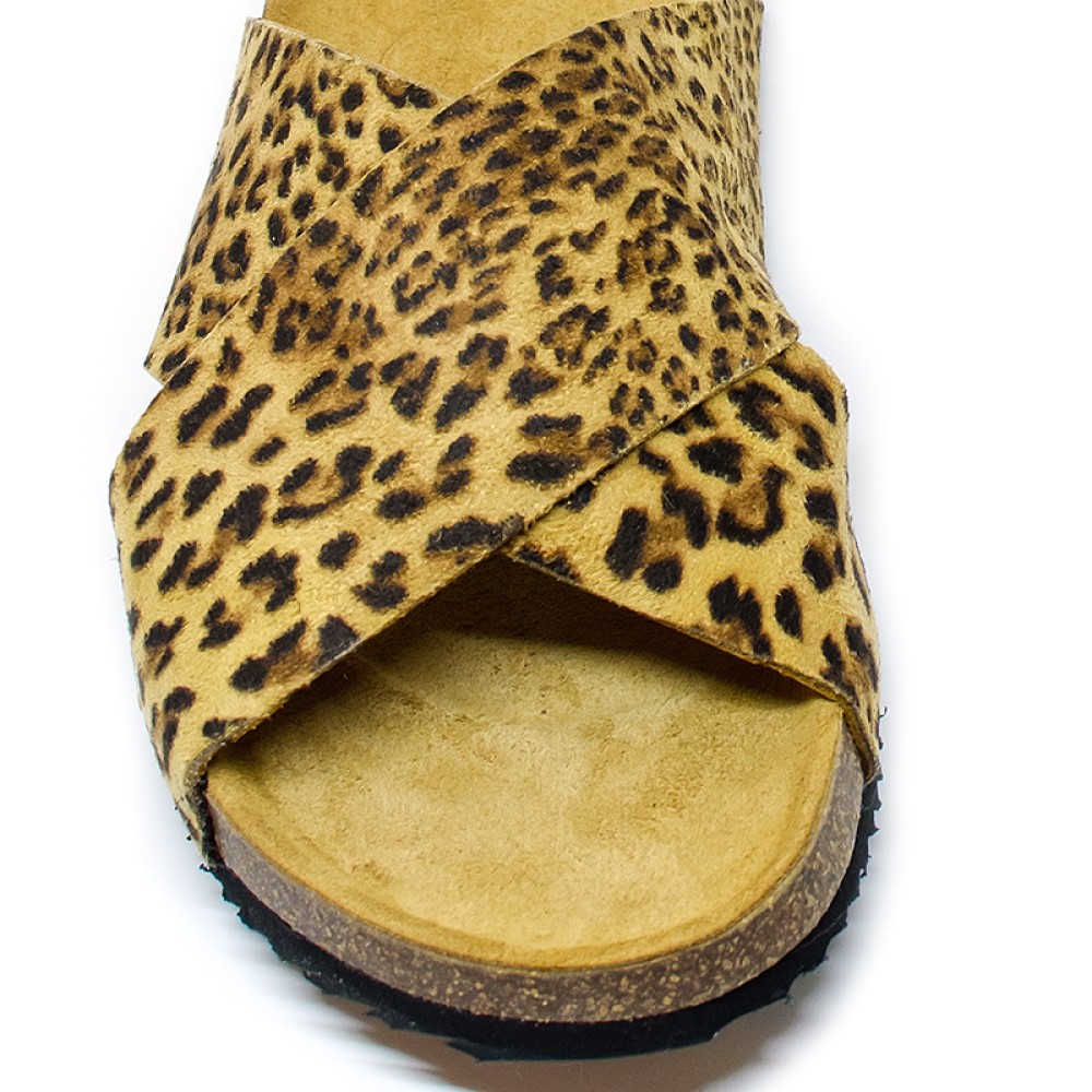 Bigshoes GA0302-Leopard Leather Sandals Leopard