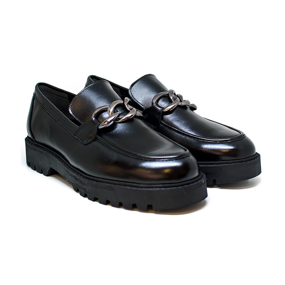 Bigshoes KL0708-01 Leather Moccasin Black