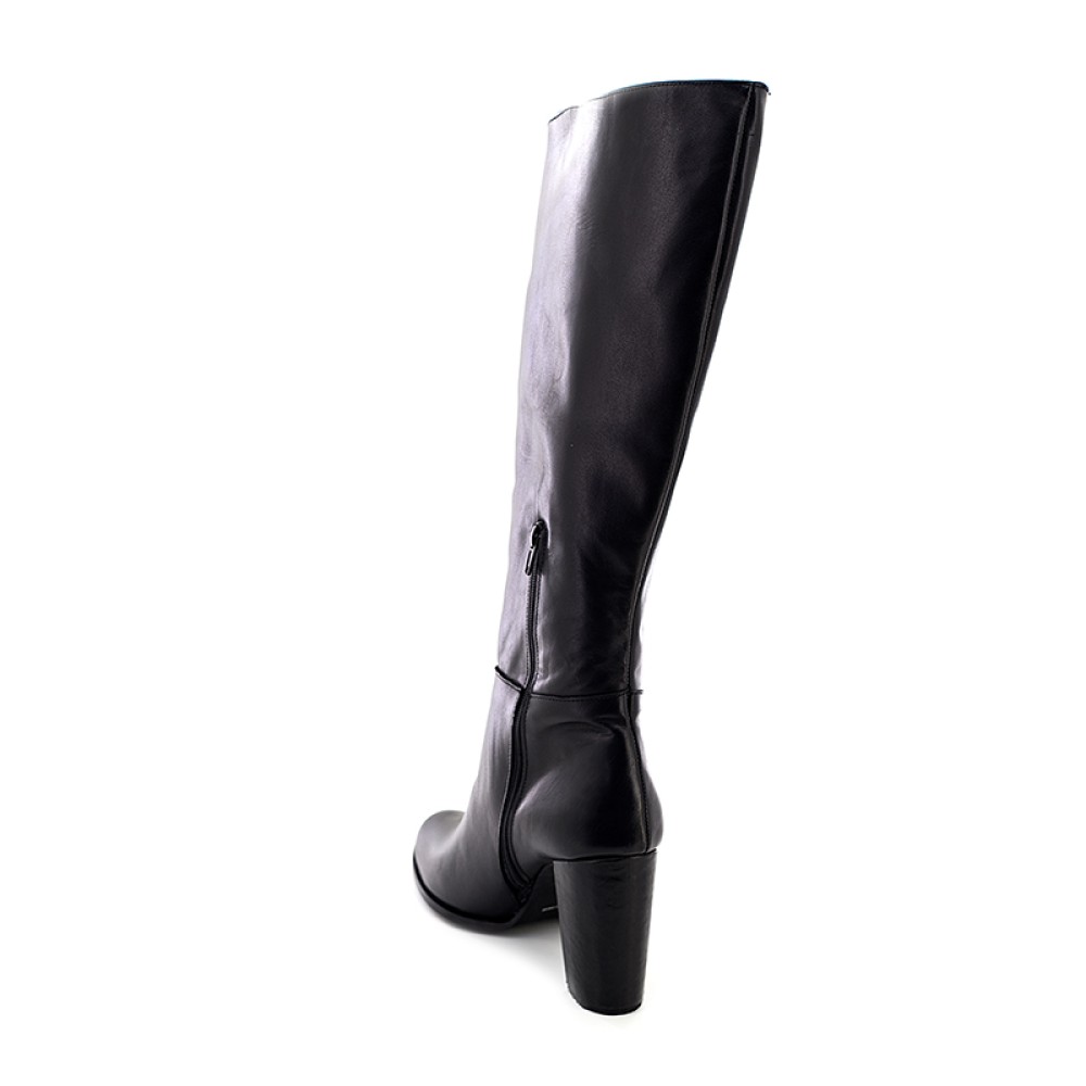 Bigshoes MX2260-01 Δερμάτινη Μπότα Μαύρη 10cm