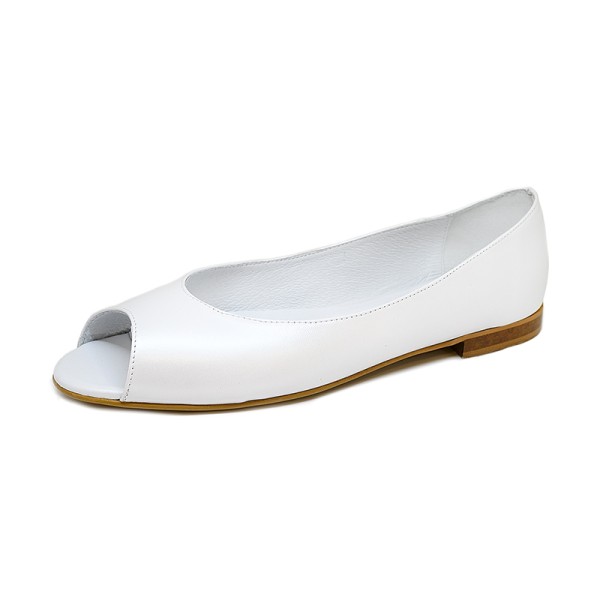 Bigshoes GA1141-02 Leather Flat White Bigshoes GA1141-02 Leather Flat White