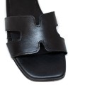 Bigshoes GA0213-01 Δερμάτινη Παντόφλα Μαύρη
