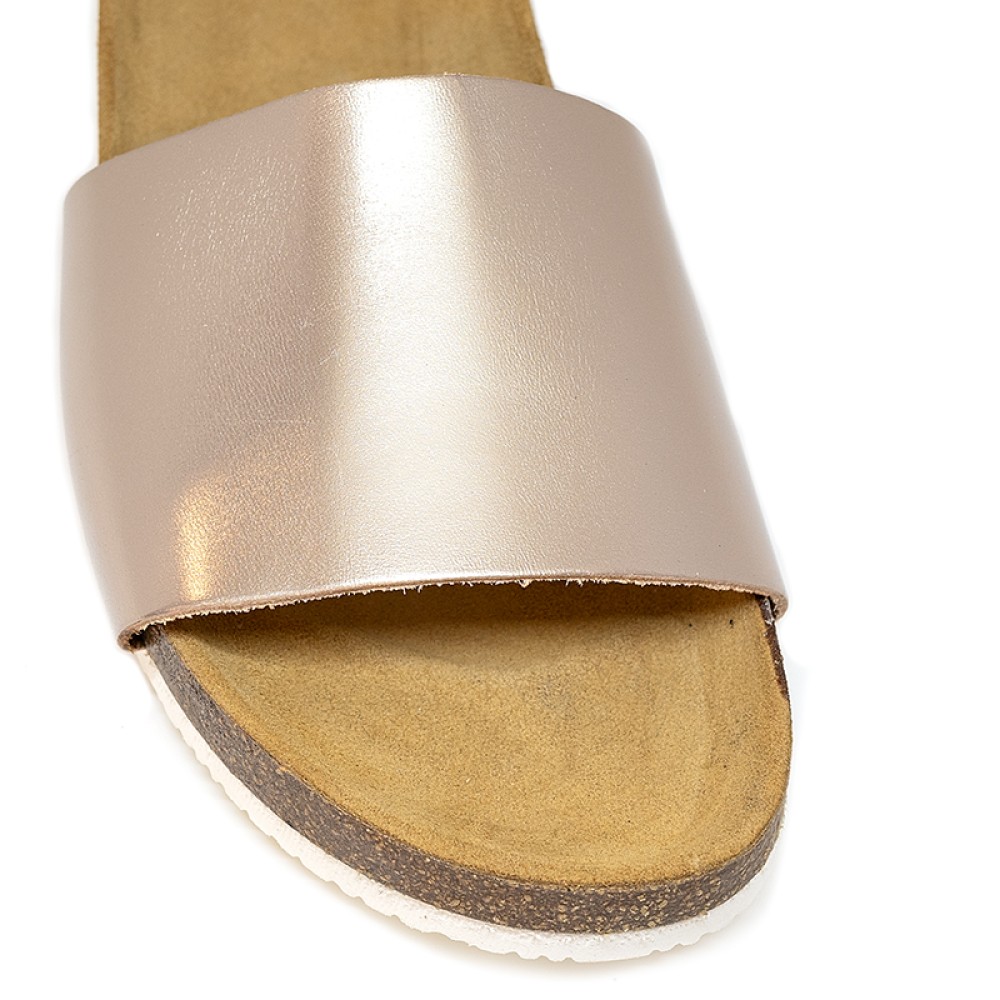 Bigshoes GA0303-06 Δερμάτινη Παντόφλα Χρυσή