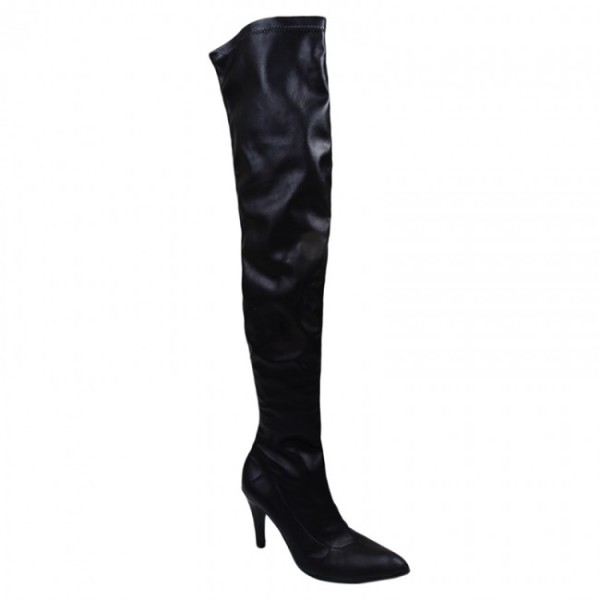 Bigshoes MX50268-01 High Heeled Boots Black 8.5cm