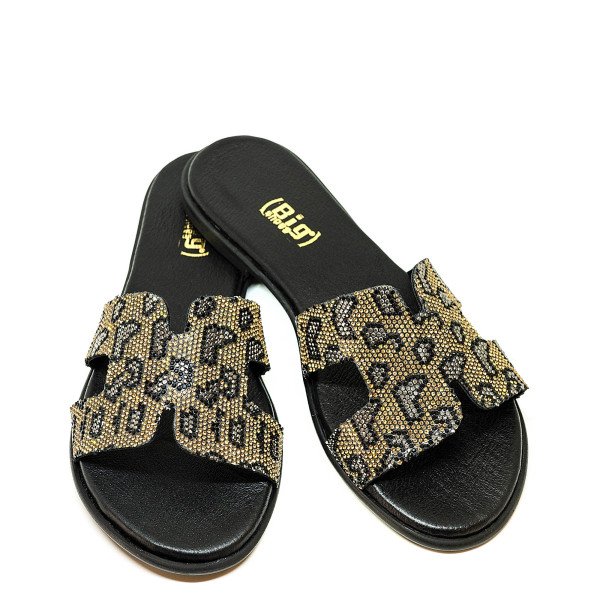 Bigshoes GA0209-06 Leather Sandal Black Gold Bigshoes GA0209-06 Leather Sandal Black Gold