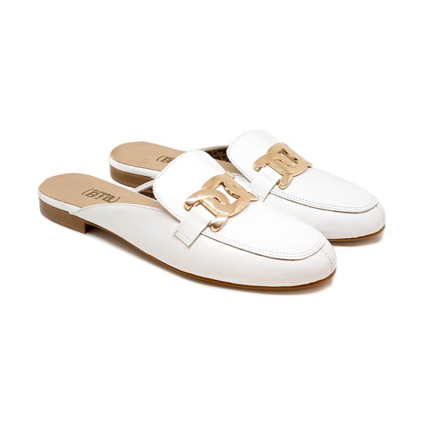 Bigshoes GA1148-02 Leather Mule White Bigshoes GA1148-02 Leather Mule White