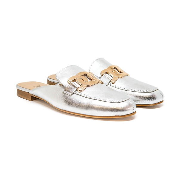 Bigshoes GA1148-04 Leather Mule Silver Bigshoes GA1148-04 Leather Mule Silver
