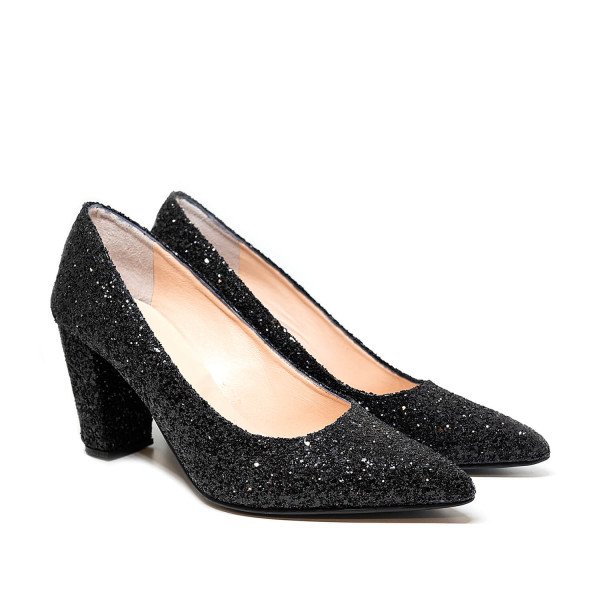 Bigshoes MX9121-01GL  Leather Heel Black 8cm Bigshoes MX9121-01GL  Leather Heel Black 8cm