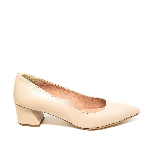 Bigshoes MX9122-13 Leather Heel Beige 5.5cm Bigshoes MX9122-13 Leather Heel Beige 5.5cm