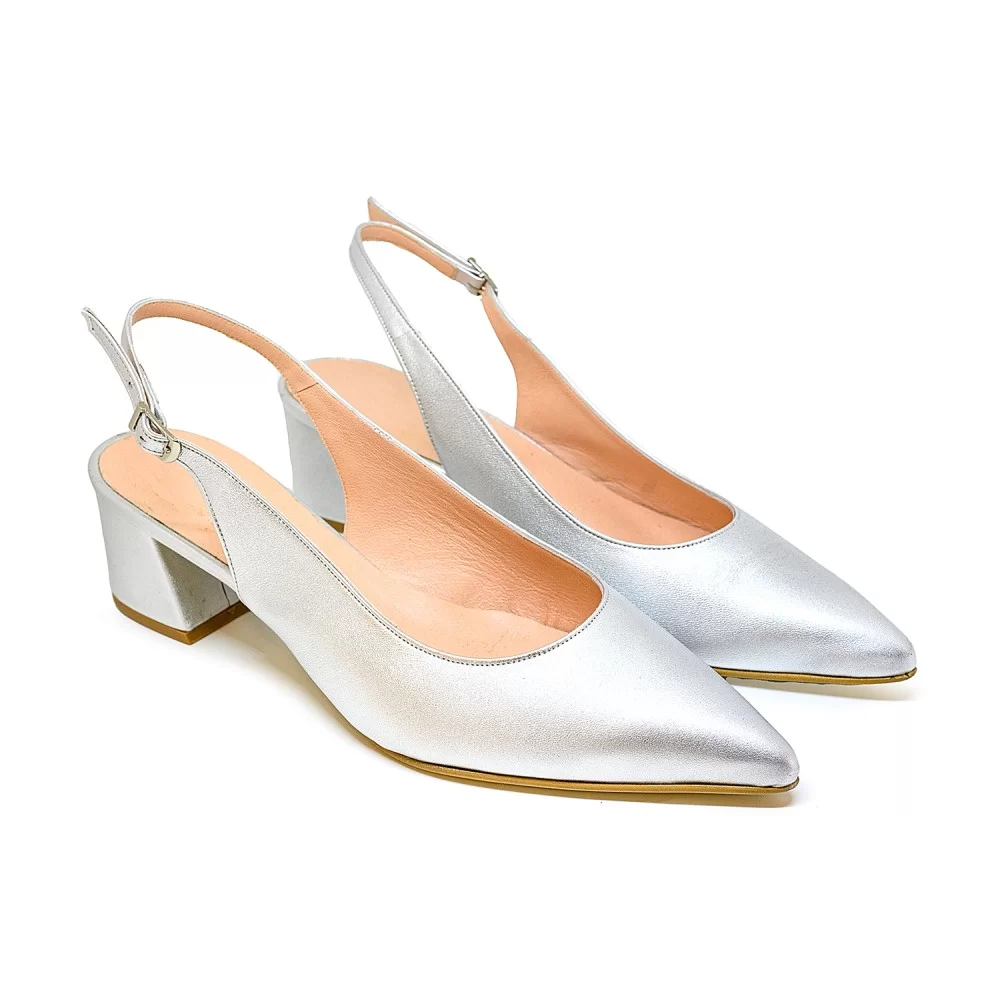 Bigshoes MX9123-04 Δερμάτινη Γόβα Ασημί 5.5cm Bigshoes MX9123-04 Δερμάτινη Γόβα Ασημί 5.5cm
