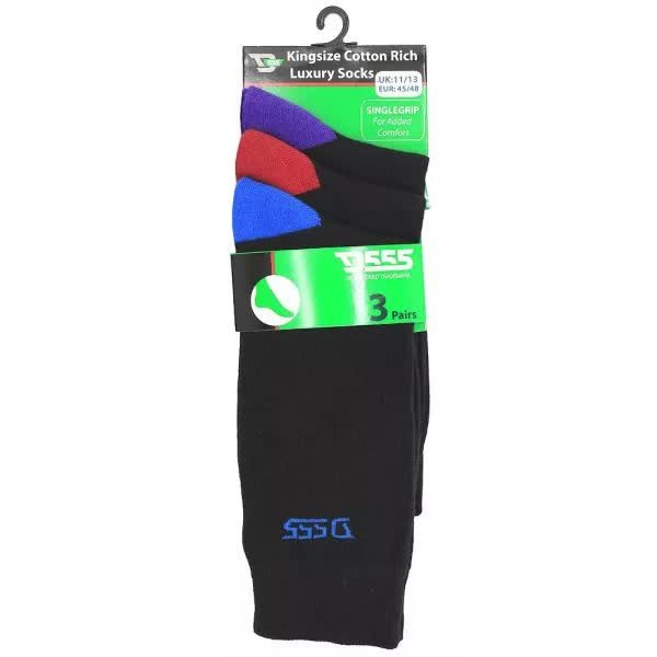 D555 Phoenix KS23112 Kingsize Cotton Rich Luxury 3pack Socks Black D555 Phoenix KS23112 Kingsize Cotton Rich Luxury 3pack Socks Black