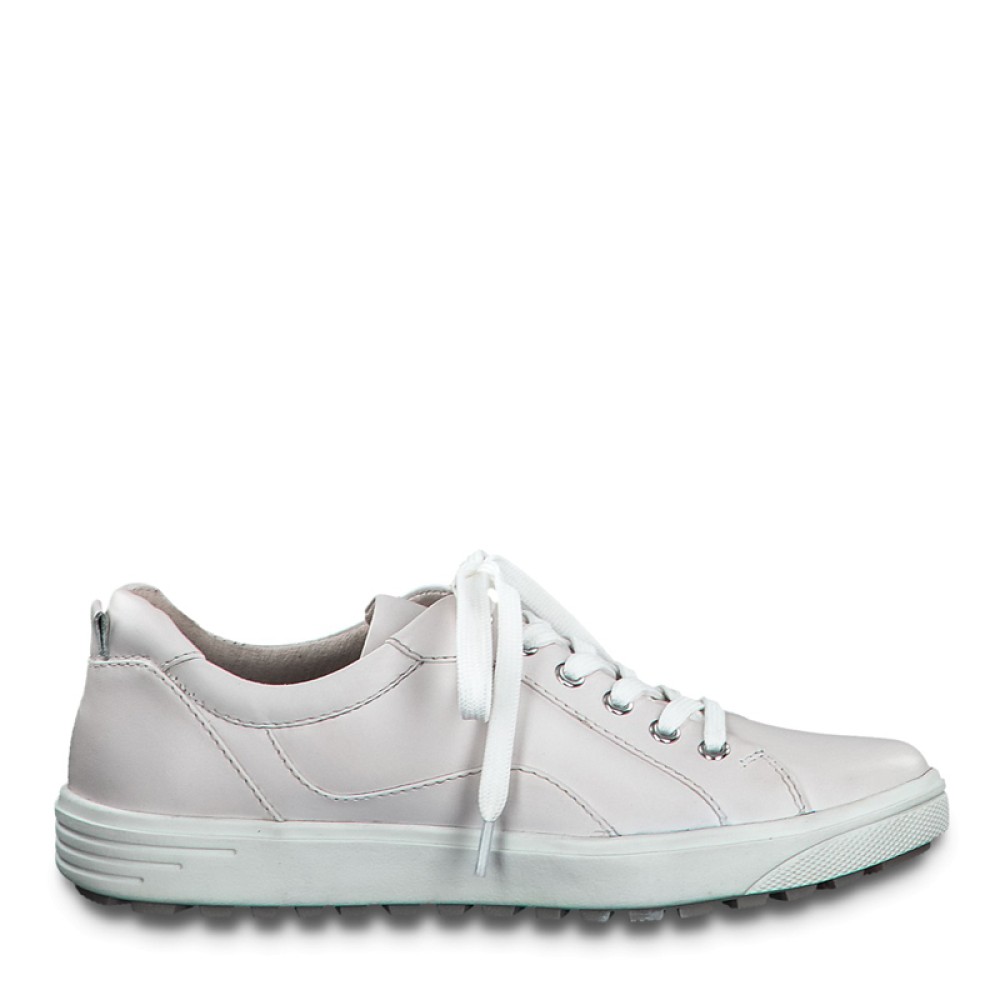 Jana 23601-24-100 Ανατομικό Δερμάτινο Sneaker Λευκό