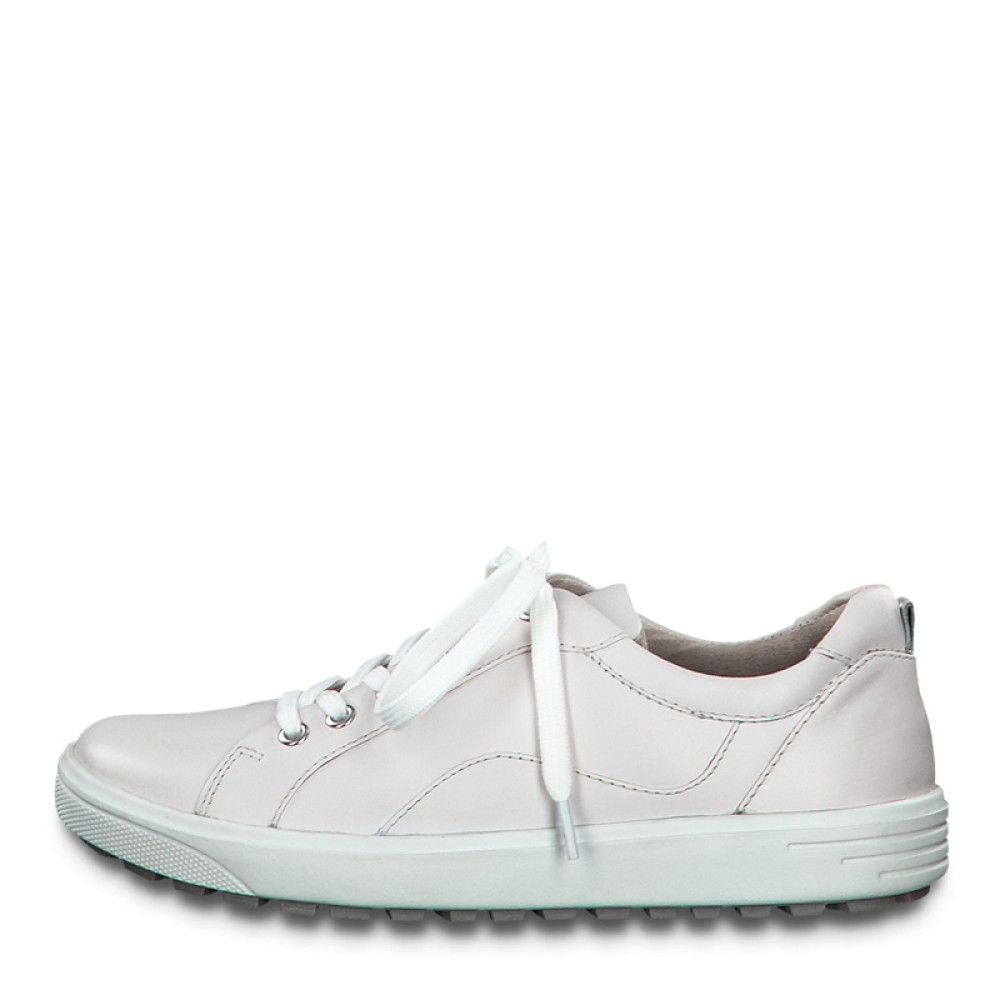 Jana 23601-24-100 Ανατομικό Δερμάτινο Sneaker Λευκό