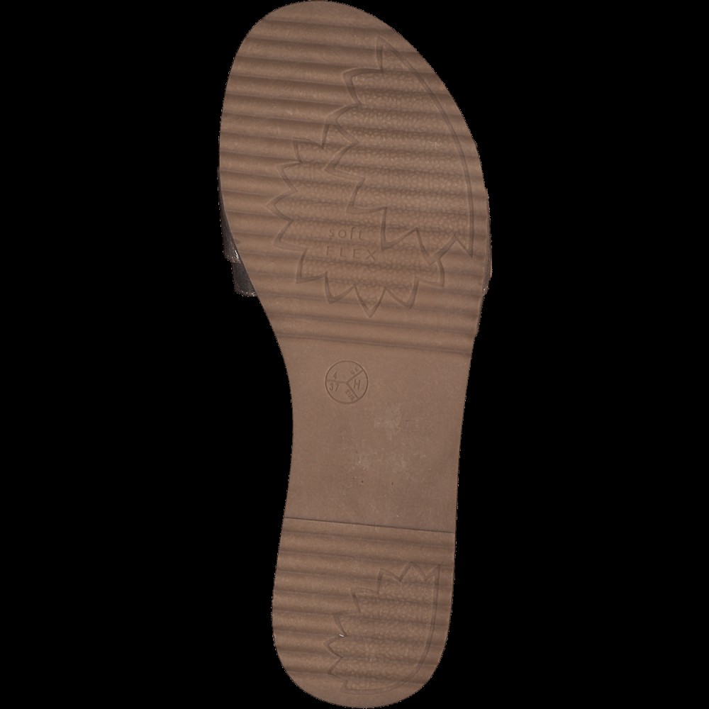 Jana 27110-28-909 Ανατομική Δερμάτινη Παντόφλα Χρυσή 2cm