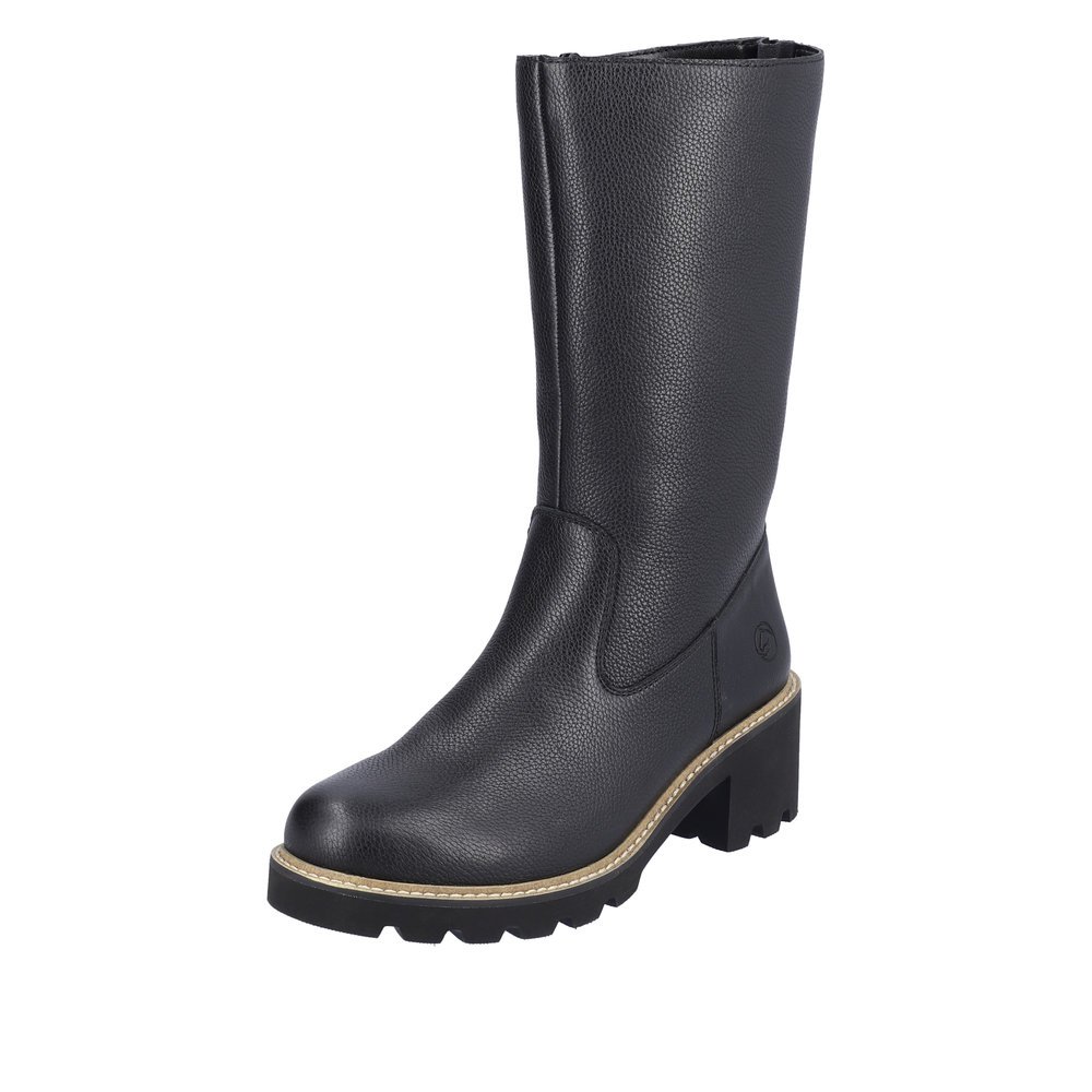 Remonte D0A78-01 Anatomic Leather Heeled Boot Black 5cm Remonte D0A78-01 Anatomic Leather Heeled Boot Black 5cm