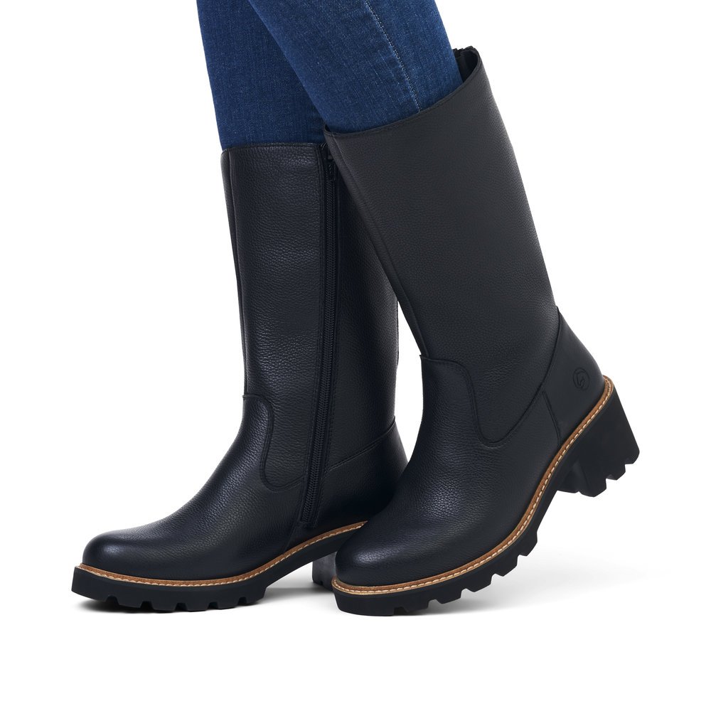 Remonte D0A78-01 Anatomic Leather Heeled Boot Black 5cm Remonte D0A78-01 Anatomic Leather Heeled Boot Black 5cm