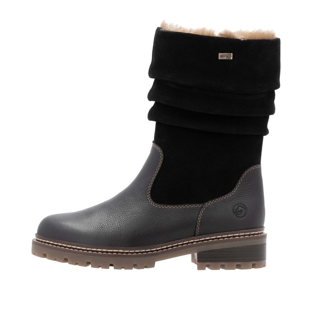 Remonte D0B80-00 Anatomic Leather Heeled Boot Black Remonte D0B80-00 Anatomic Leather Heeled Boot Black