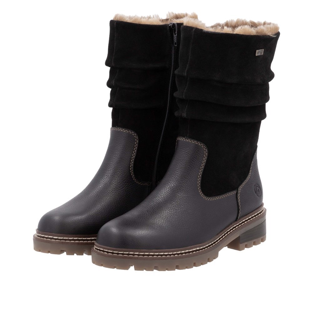 Remonte D0B80-00 Anatomic Leather Heeled Boot Black Remonte D0B80-00 Anatomic Leather Heeled Boot Black