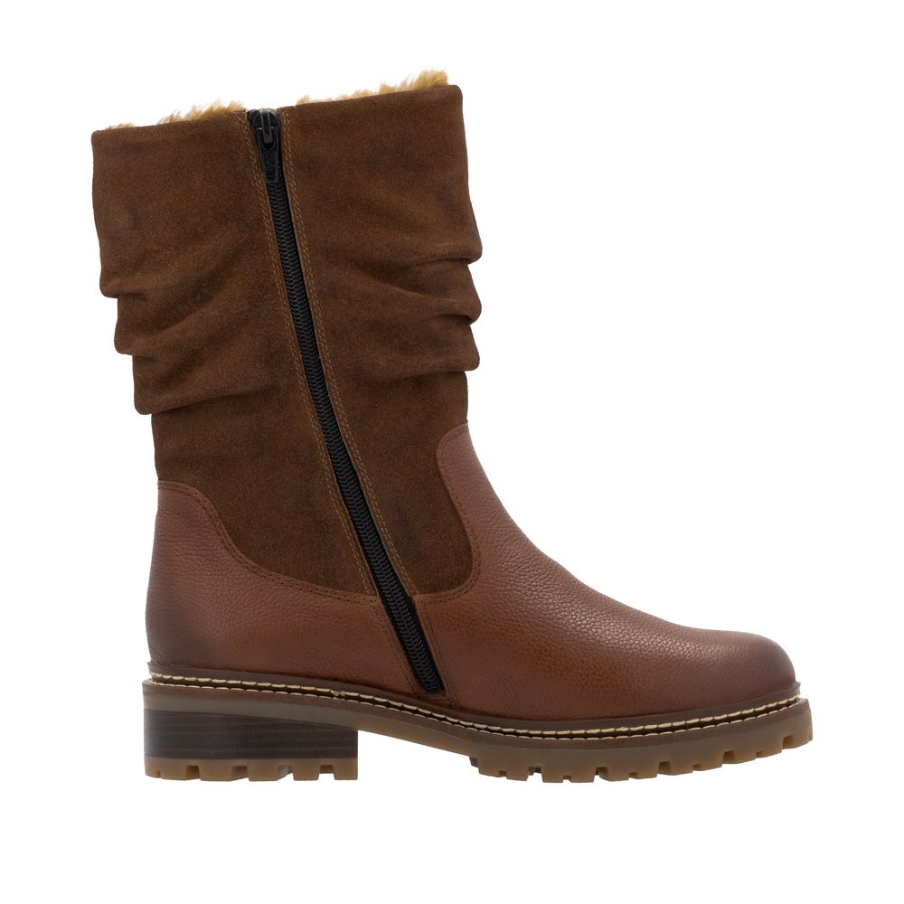 Remonte D0B80-24 Anatomic Leather Heeled Boot Tan Remonte D0B80-24 Anatomic Leather Heeled Boot Tan