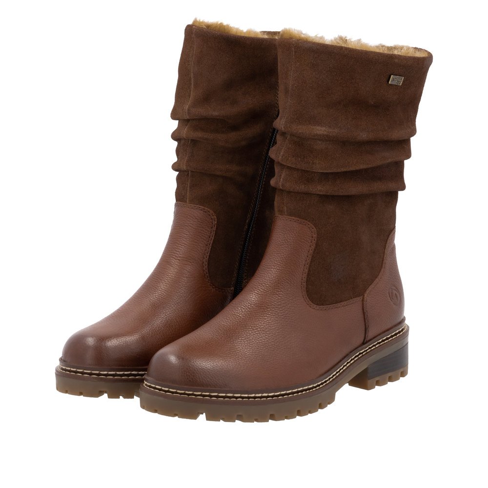 Remonte D0B80-24 Anatomic Leather Heeled Boot Tan Remonte D0B80-24 Anatomic Leather Heeled Boot Tan