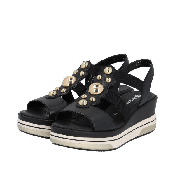 Remonte D1P52-02 Ανατομική Δερμάτινη Πλατφόρμα Μαύρη 5cm