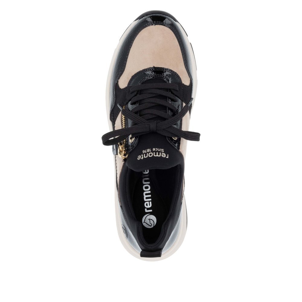 Remonte D1S02-04 Anatomical Leather Sneaker Black Beige Remonte D1S02-04 Anatomical Leather Sneaker Black Beige