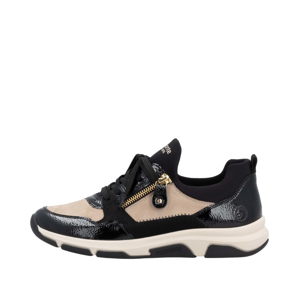 Remonte D1S02-04 Anatomical Leather Sneaker Black Beige Remonte D1S02-04 Anatomical Leather Sneaker Black Beige