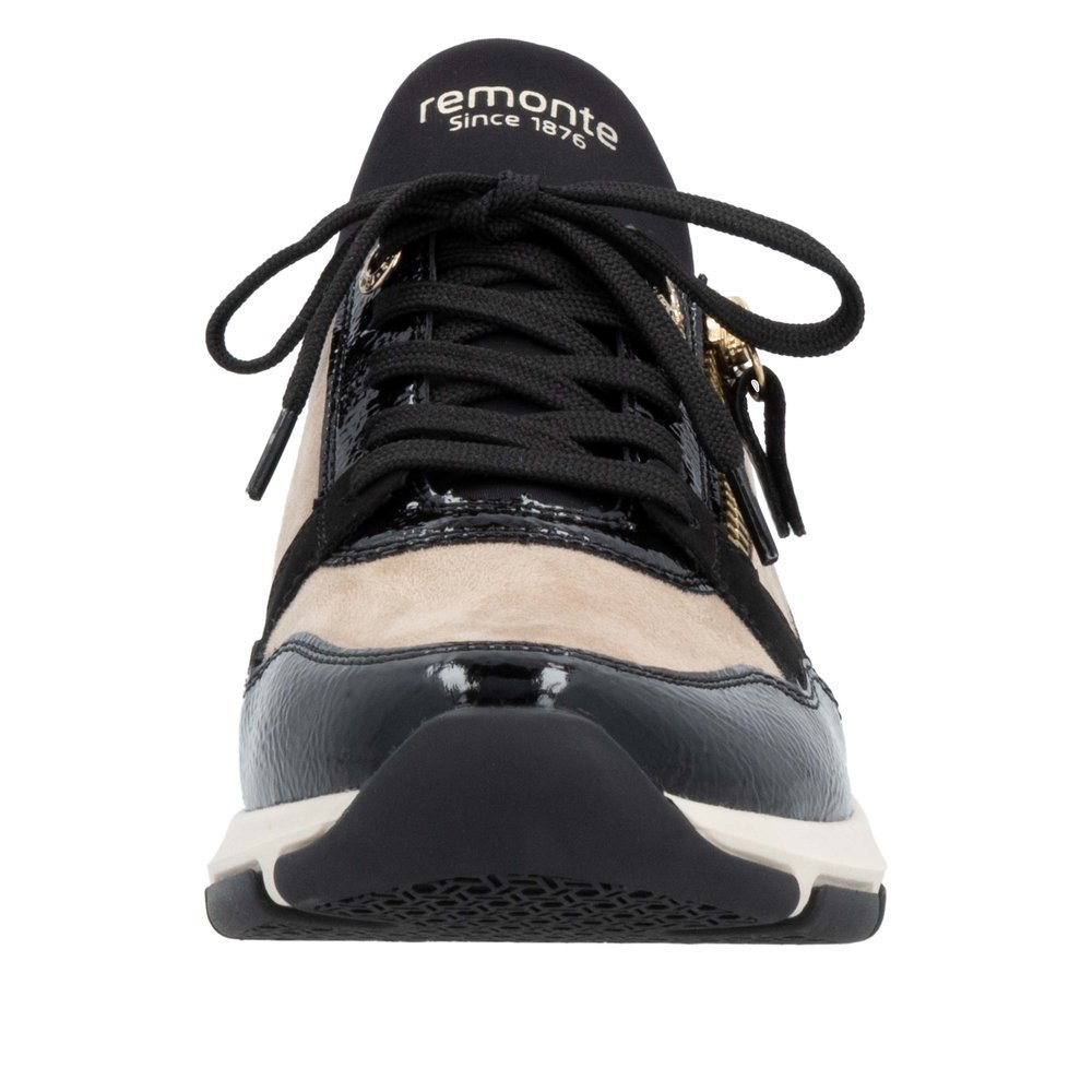 Remonte D1S02-04 Anatomical Leather Sneaker Black Beige Remonte D1S02-04 Anatomical Leather Sneaker Black Beige