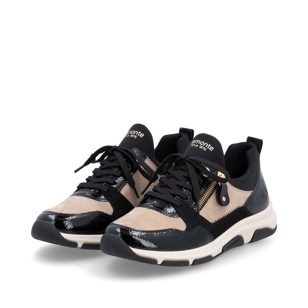 Remonte D1S02-04 Anatomical Leather Sneaker Black Beige Remonte D1S02-04 Anatomical Leather Sneaker Black Beige
