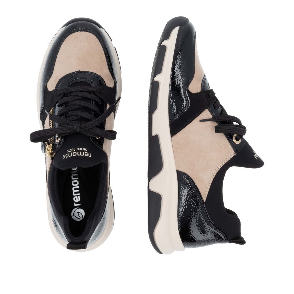Remonte D1S02-04 Anatomical Leather Sneaker Black Beige Remonte D1S02-04 Anatomical Leather Sneaker Black Beige