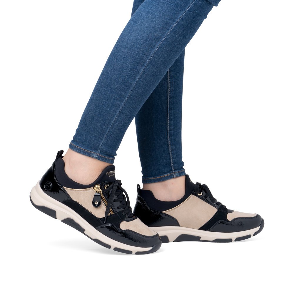 Remonte D1S02-04 Anatomical Leather Sneaker Black Beige Remonte D1S02-04 Anatomical Leather Sneaker Black Beige