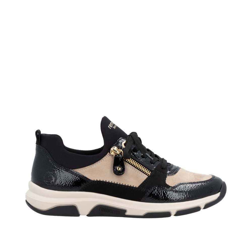 Remonte D1S02-04 Anatomical Leather Sneaker Black Beige Remonte D1S02-04 Anatomical Leather Sneaker Black Beige