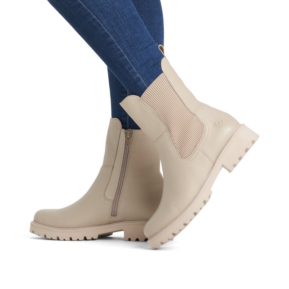 Remonte D8694-60 Anatomic Leather Ankle Boot Beige Remonte D8694-60 Anatomic Leather Ankle Boot Beige