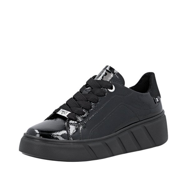 Rieker W2601-00 Ανατομικά Δερμάτινα Sneaker Μαύρα
