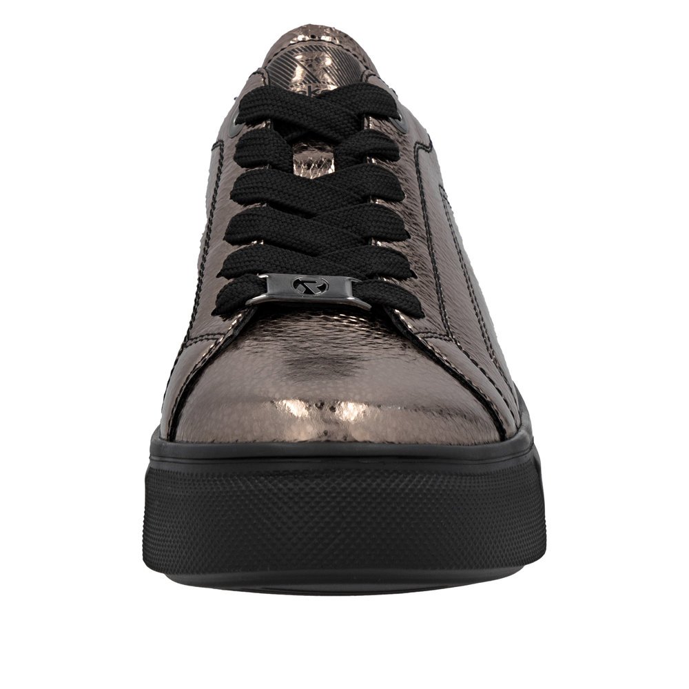 Rieker W2601-91 Ανατομικά Δερμάτινα Sneaker Μπρονζέ